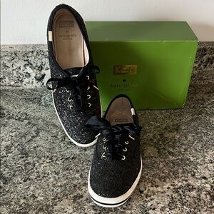 Kate Spade x Keds Black Sparkle Sneakers